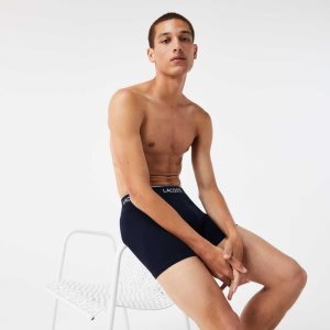 Lacoste Long βαμβακερα Boxer Brief 3-Pack σκουρο μπλε μπλε πρασινο κοκκινα σκουρο μπλε μπλε | ET4802631
