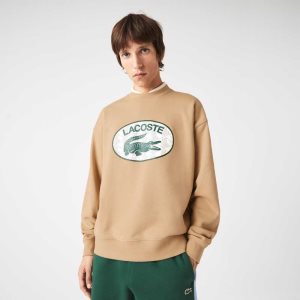 Lacoste Loose Fit Branded Monogram Print Μπεζ | RJ5672943