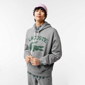 Lacoste Loose Fit Crocodile Κουκουλοφόρος γκρι | LT4268915