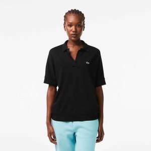 Lacoste Loose Fit Flowy Pique μαυρα | NH2015673