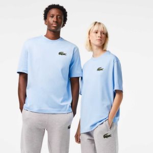 Lacoste Loose Fit Large Crocodile Organic βαμβακερα μπλε | GC3478925