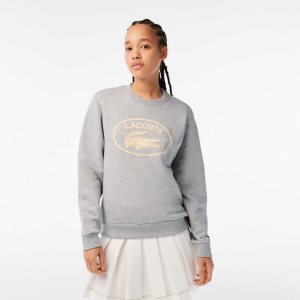 Lacoste Loose Fit Organic βαμβακερα Fleece γκρι | HK0417652