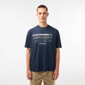 Lacoste Loose Fit Organic βαμβακερα Pique μπλε | ET9217683
