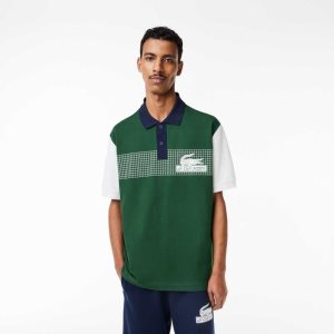 Lacoste Loose Fit Organic βαμβακερα πρασινο ασπρα σκουρο μπλε μπλε | WF4078296