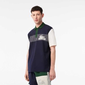 Lacoste Loose Fit Organic βαμβακερα σκουρο μπλε μπλε ασπρα πρασινο | ED8705329