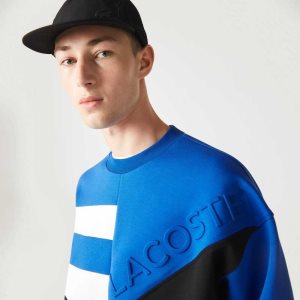 Lacoste Loose Fit Patchwork Effect μπλε ασπρα | OE3126059