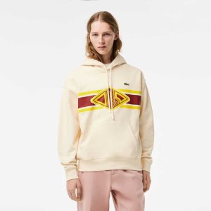 Lacoste Loose Fit Printed Hoodie ασπρα | BS4537021