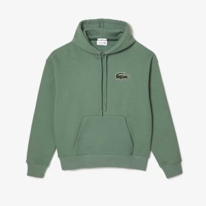 Lacoste Loose Fit Κουκουλοφόρος Organic βαμβακερα Χακί πρασινο | OM2495037
