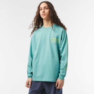 Lacoste Loose Fit βαμβακερα Jersey Long Sleeve μεντα | ZD8749310