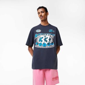 Lacoste Loose Fit βαμβακερα Jersey Print μπλε | FM4920761
