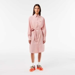 Lacoste Loose Fit βαμβακερα Poplin Shirt ροζ | VG0932187