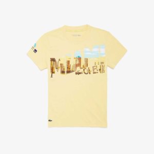Lacoste Miami Open Miami σταμπεσ T-shirt κίτρινα | XB5912708