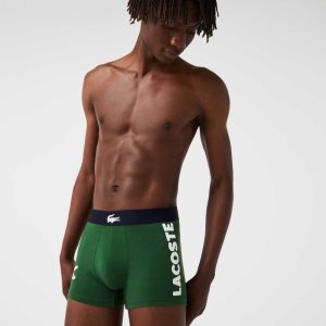 Lacoste Mismatched Stretch βαμβακερα Trunk 3-Pack πρασινο σκουρο μπλε μπλε ασπρα | TR6208753