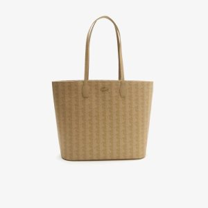 Lacoste Monogram Print Tote Μπεζ | AF1289346