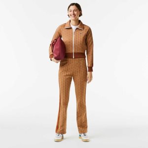 Lacoste Monogram Print Trackpants Μπεζ καφε | XS7089165