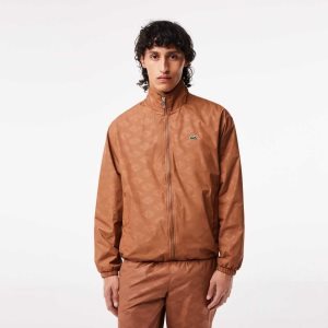 Lacoste Monogram Print tracking Jacket ανοιχτο καφε | MB2561890