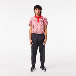 Lacoste Monogram Print tracking Pants μαυρα | FD9237506