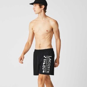Lacoste Nautical Print Swim μαυρα ασπρα | HM0273456