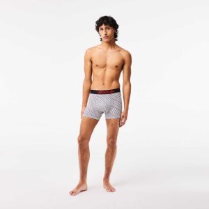 Lacoste Netflix Jersey Boxers ασπρα μαυρα | QR3769210