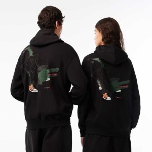 Lacoste Netflix Loose Fit Hoodie μαυρα | RY7094251