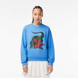 Lacoste Netflix Loose Fit Organic βαμβακερα Fleece μπλε | IH9368701
