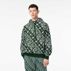 Lacoste Netflix Loose Fit Organic βαμβακερα πρασινο ασπρα | JV3051842