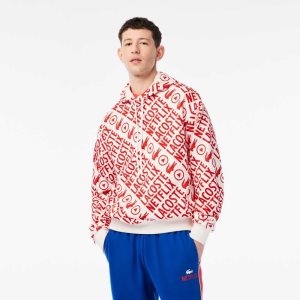 Lacoste Netflix Loose Fit Organic βαμβακερα ασπρα κοκκινα | NQ9102438