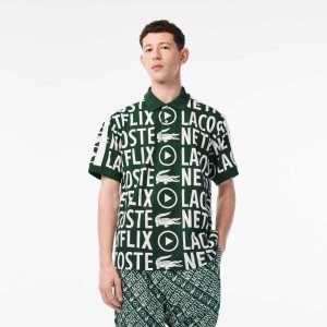 Lacoste Netflix Loose Fit Organic βαμβακερα Print πρασινο ασπρα | NR0342756