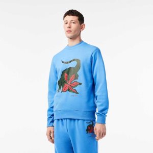 Lacoste Netflix Organic βαμβακερα Fleece Print μπλε | FP0718936