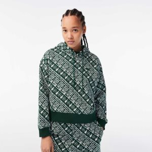 Lacoste Netflix Organic βαμβακερα Hoodie πρασινο ασπρα | BD8640971