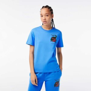Lacoste Netflix Organic βαμβακερα Jersey T-Shirt μπλε | EV7360814