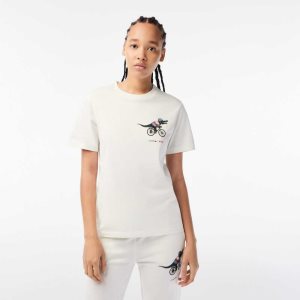 Lacoste Netflix Organic βαμβακερα Jersey T-Shirt ασπρα | HT5791382