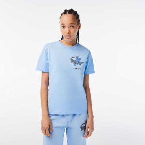 Lacoste Netflix Organic βαμβακερα Jersey T-Shirt μπλε | XA0695847