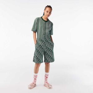 Lacoste Netflix Organic βαμβακερα Print πρασινο ασπρα | CG4713590