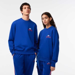 Lacoste Netflix Round Neck Print Back μπλε | HN6940358