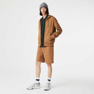 Lacoste Organic Brushed βαμβακερα Fleece καφε | BJ7219348