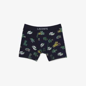 Lacoste Organic βαμβακερα Boxer Brief σκουρο μπλε μπλε ασπρα | WG2187496