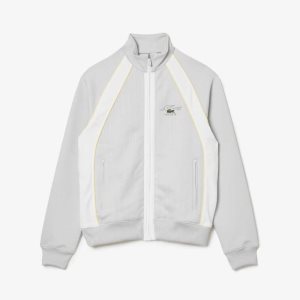 Lacoste Organic βαμβακερα Colorblock Zipped ανοιχτο γκρι ασπρα κίτρινα | KP0294653