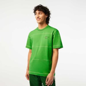 Lacoste Organic βαμβακερα Jersey Stripe πρασινο | DY6302594
