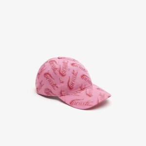 Lacoste Organic βαμβακερα Vintage Print ροζ κοκκινα | GC8639015