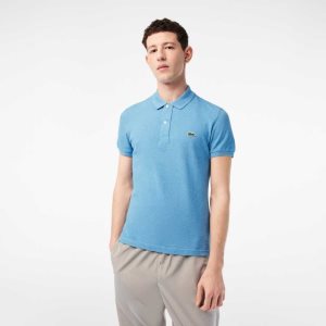 Lacoste Original L.12.12 Slim Fit Petit Pique βαμβακερα μπλε | KZ7805432