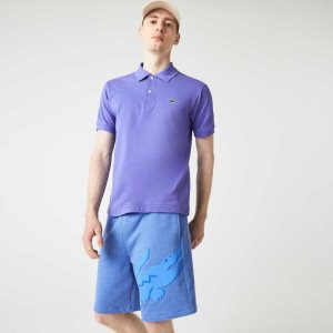 Lacoste Oversized Crocodile Print Organic βαμβακερα Fleece μπλε | EQ4235871