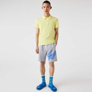 Lacoste Oversized Crocodile Print Organic βαμβακερα Fleece γκρι | GA5187392