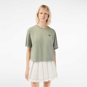 Lacoste Oversized Organic βαμβακερα T-Shirt ανοιχτο πρασινο | LB5012678