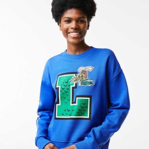 Lacoste Oversized Print And Branded Sweatshirt μπλε | GQ4317589