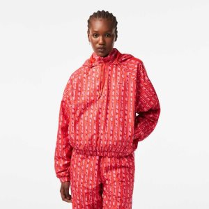Lacoste Oversized Κουκουλοφόρος tracking Jacket πορτοκαλι κοκκινα ροζ | OP3298470