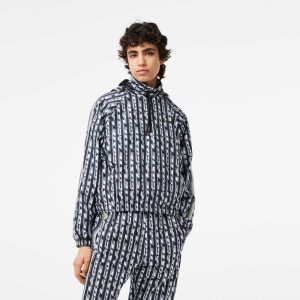 Lacoste Oversized Κουκουλοφόρος tracking μαυρα μπλε ασπρα | WD9342170