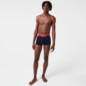 Lacoste Pack Of 3 Navy Καθημερινά Boxer Briefs With Contrasting Waistband σκουρο μπλε μπλε πρασινο κοκκινα σκουρο μπλε μπλε | FK5720368