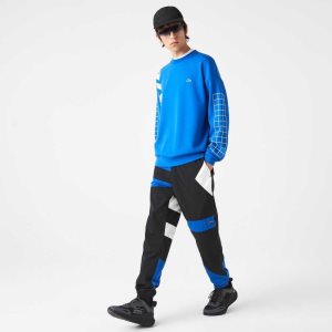 Lacoste Patchwork θαλασσης-Repellent Trackpants μαυρα μπλε ασπρα | VO3401896