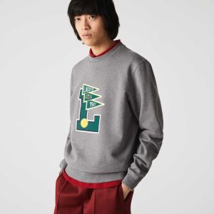 Lacoste Pennants L Badge βαμβακερα Fleece γκρι | ZH5679823